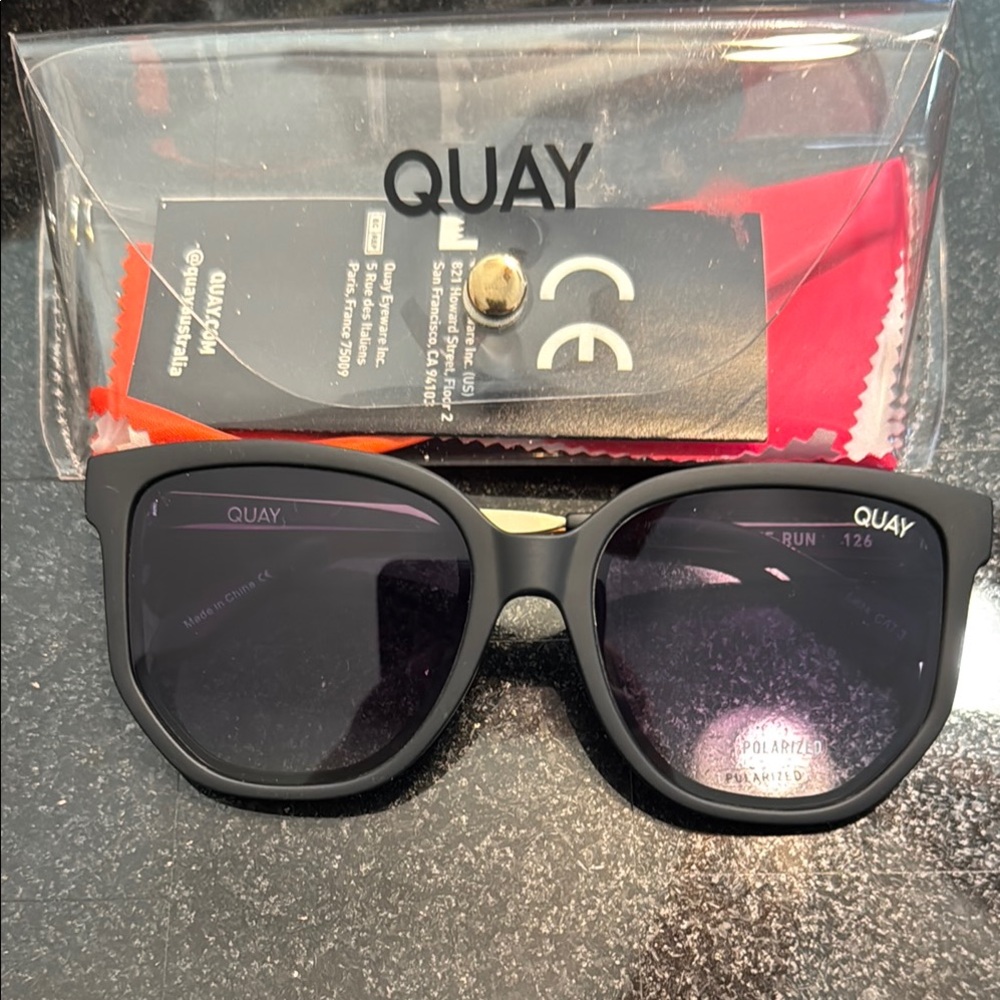 Quay Australia Black Oversized Sunglasses with Square Frame